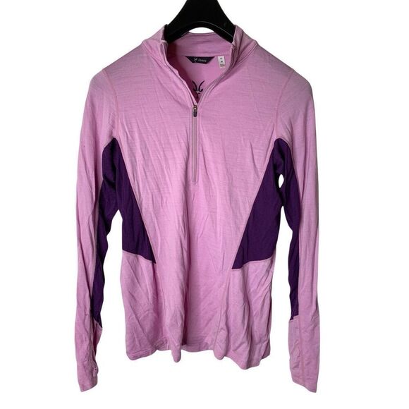 Ibex 100% Zque Certified Merino Wool long sleeve top pink women's size medium - Picture 1 of 9